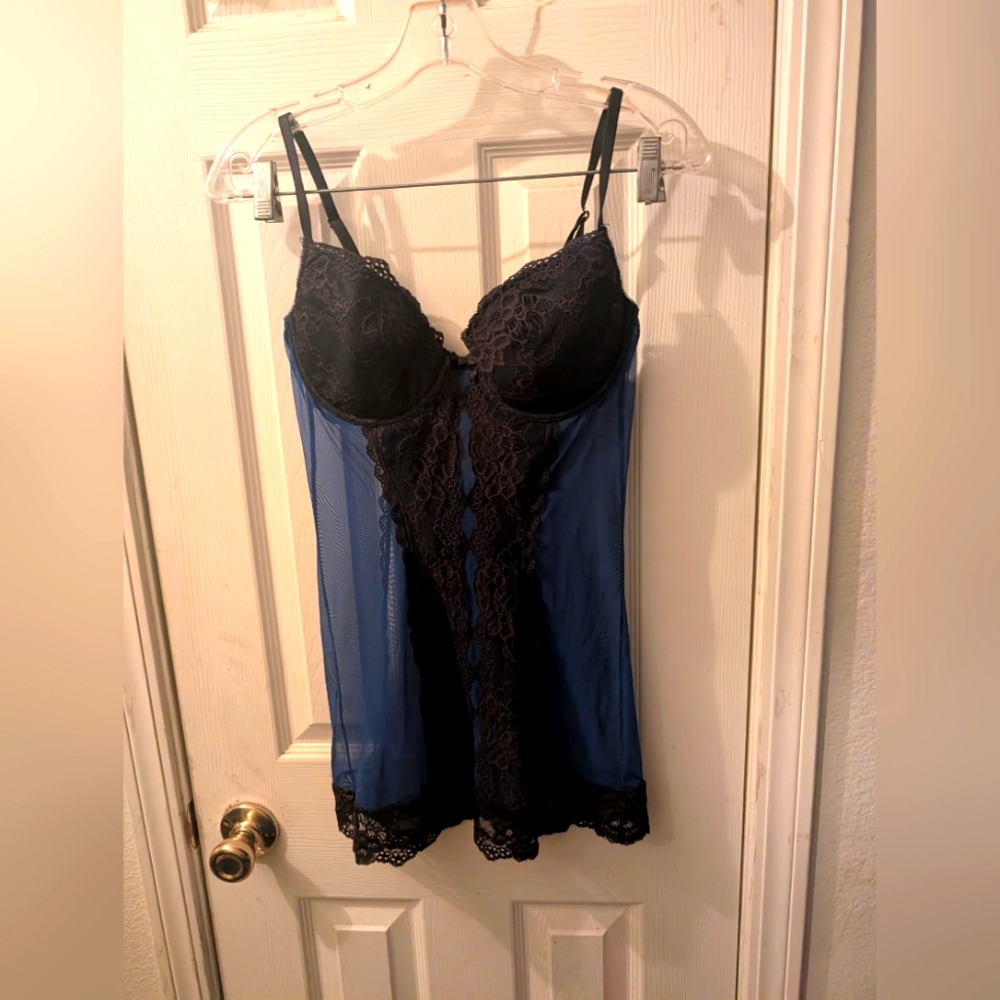 Victoria's Secret Blue/Black Mesh Lace Lingerie